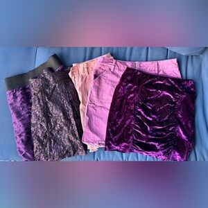 SIX 💜PURPLE💜 Skirts Bundle: GAP, AE, F21: All mini or pencil Y2K & CUTE!!